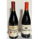 A bottle of Les Clefs Croisees Chateauneuf du Pape 2012, 14% vol and a bottle of The Cooperative