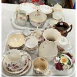 A Belleek baluster vase, height 20cm; a GV coronation teapot; a Victorian 18 piece part tea service,