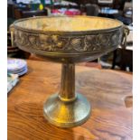 A WMF pedestal table centre bowl on column with vines and grapes surrounding the boarder with two