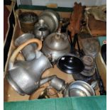 A beaten pewter 4 piece tea set; metalware