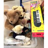 A Dean's Luxury Teddy Bear, two Boyds teddy bears, other various bears and a mini keyboard