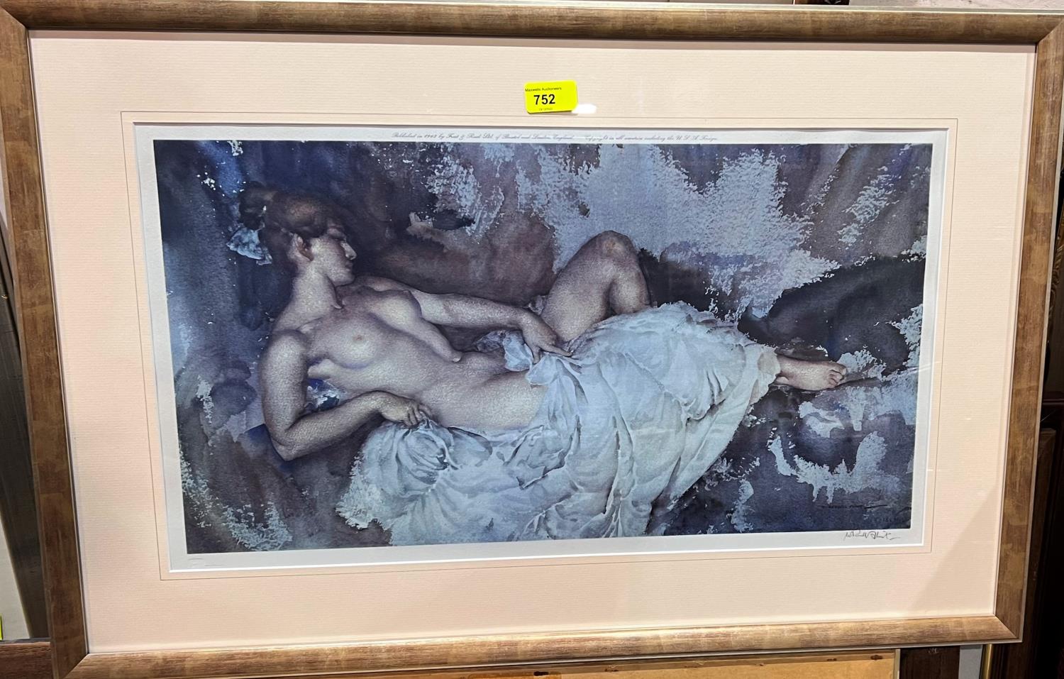 After Sir William Russell Flint, (1880-1969) "Nude One" and "Recling Nude II" pair of artists signed