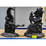 A Victorian pair of cast iron doorstops:  Mr & Mrs Punch