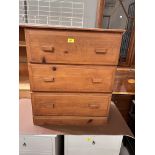 A pine small chest of 3 drawers; a walnut workbox/occasional table