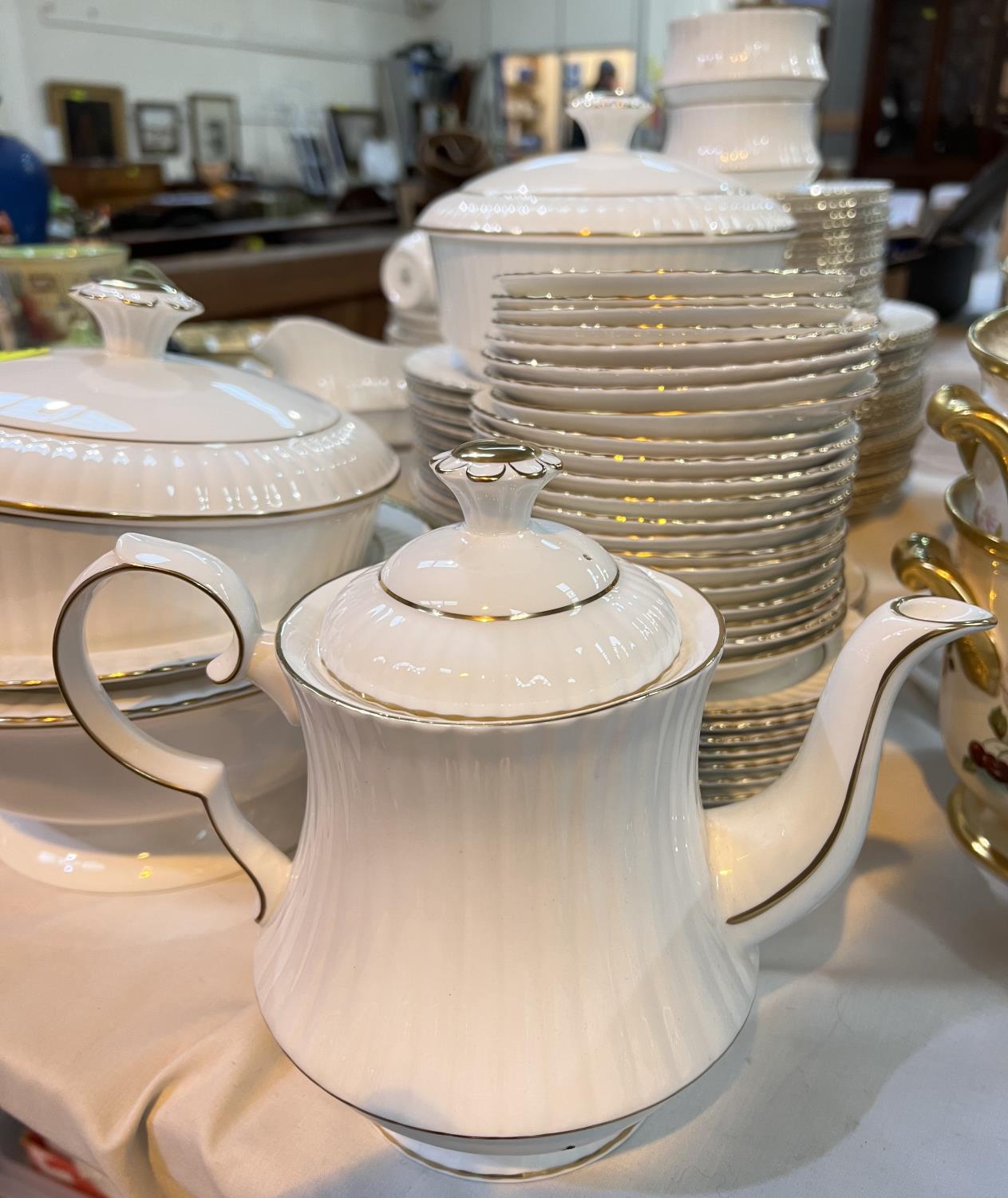 A large part dinner/tea service with gilt rims and fluted borders by Royal Worcester/Hammersley/ - Image 3 of 4