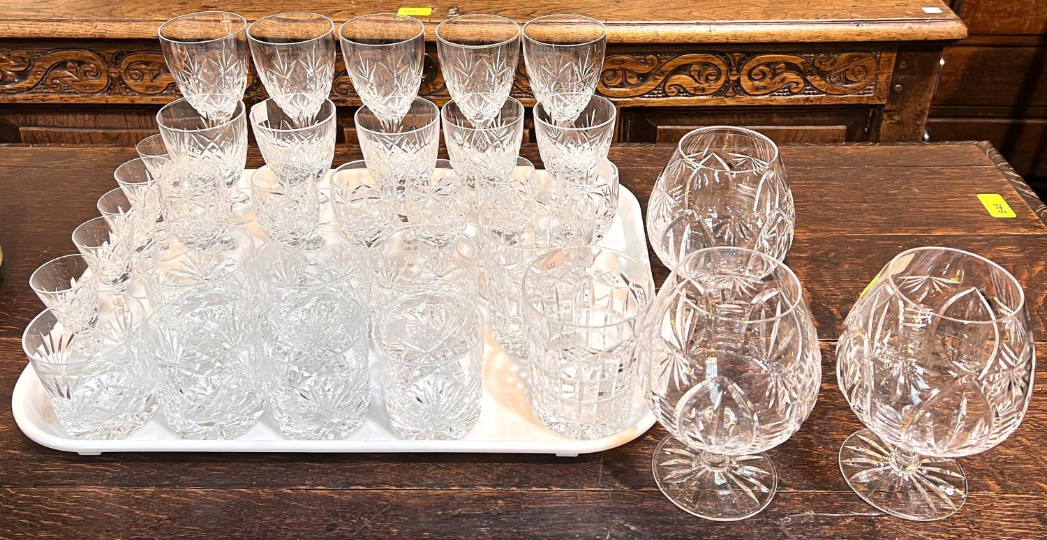 A selection of cut crystal drinking glasses