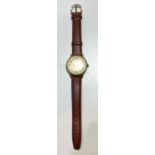 A gent's vintage Eterna wristwatch, on brown leather strap