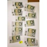 A selection of 30 Isaac Newton £1 notes in runs of consecutive serial numbers