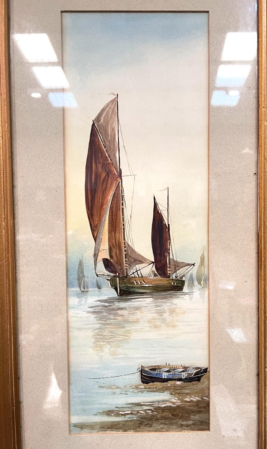Two gilt framed watercolours of boats and two other framed watercolours - Image 2 of 4