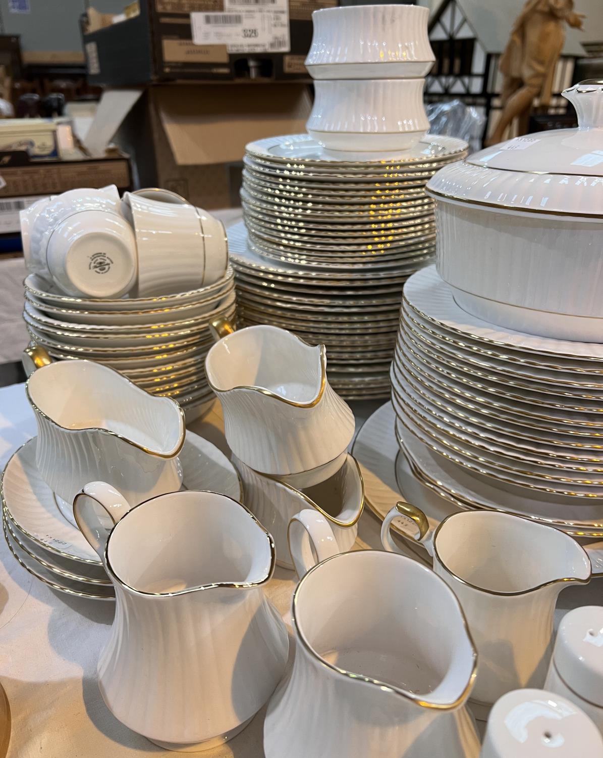 A large part dinner/tea service with gilt rims and fluted borders by Royal Worcester/Hammersley/ - Image 2 of 4