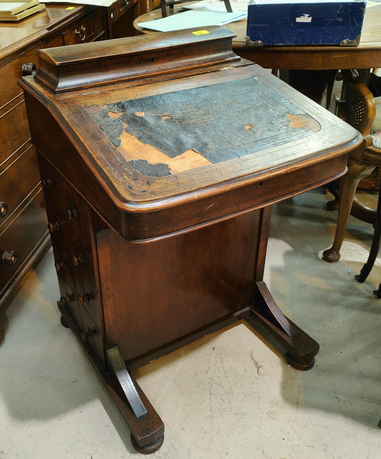 An inlaid Victorian Davenport writing desk with four drawers