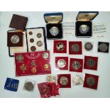 Two silver proof royal wedding commemorative coins; other commemorative crowns; etc.