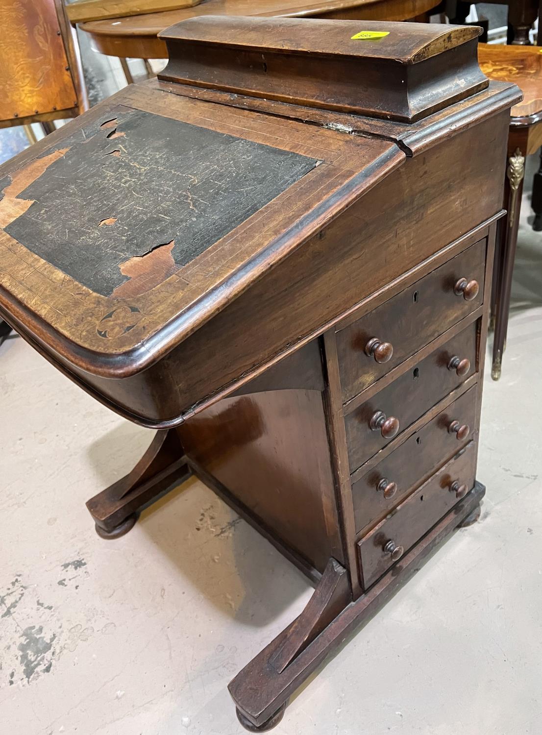 An inlaid Victorian Davenport writing desk with four drawers - Image 2 of 4