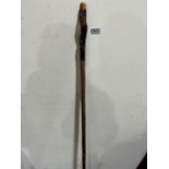 A hazel walking stick with twisted handle. 53½' long