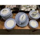 A blue and white part dinner service comprising 52 pieces