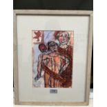 NAN FRANKEL. BRITISH 1921-2000 Study of two figures. Signed. Mixed media on paper 11' x 8'. Prov: