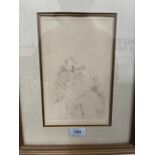 A framed etching after Marie Laurencin, L'Embrassement Des Jeunes Filles. 8¾' x 5¼' to plate marks