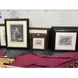 A collection of framed engravings