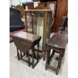 A china display cabinet and two oak dropleaf tables (3)