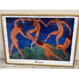 A framed print after Henri Matisse. La Danse 1910. 27' x 39'