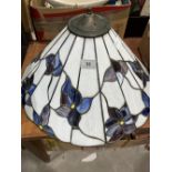 A Tiffany style leaded glass hanging lampshade
