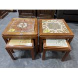 A set of four tile-top occasional tables