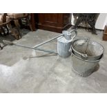 A galvanised watering can and two galvanised buckets (3)