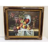 EUROPEAN SCHOOL. 20TH CENTURY Still life of fruit with wine glass. 19½' x 24'