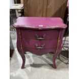 A French style distress decorated two drawer bombé chest