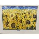 PRAGUE SCHOOL. 20TH CENTURY A field of sunflowers. Indistinctly signed. Oil on board 13½' x 19'