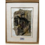 NAN FRANKEL. BRITISH 1921-2000 Cat with Kettle. Signed. Mixed media 10' x 7'. Prov: The artist's