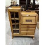 A 1930s light oak bureau bookcase. 36' wide