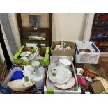 6 boxes of ceramics, sundries and prints