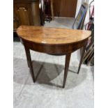 A 19th century mahogany and line inlaid dropleaf side table on tapered square legs. 35' wide