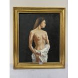 20TH CENTURY SCHOOL A female nude. Indistinctly signed. Oil on canvas 24' x 20' (Frame size 28½' x