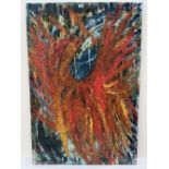 NAN FRANKEL. BRITISH 1921-2000 Firebird. Signed and inscribed verso. Oil on canvas 50' x 34'.