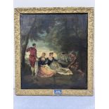 CONTINENTAL SCHOOL. 19TH CENTURY An elegant picnic in a wooded glade. Oil on canvas 15¾' x 12¾'