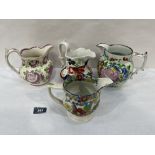 Four 19th century decorated jugs
