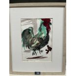 NAN FRANKEL. BRITISH 1921-2000 Study of a rooster. Signed and inscribed. Watercolour 11' x 8'.