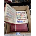 A box of stamps in albums