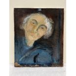 NAN FRANKEL. BRITISH 1921-2000 Self portrait. Oil on canvas 24' x 20'. Unframed. (Canvas damage).