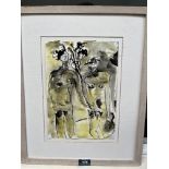 NAN FRANKEL. BRITISH 1921-2000 Two figures. Signed. Pen, ink and watercolour 11½' x 8¼'. Unglazed.