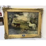 WILLIAM GILL. BRITISH exh. 1930-1940 Mares and foals in a landscape. Signed and dated '27. Oil on