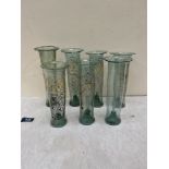 Seven cesendello glass lamps with painted decoration. 7½' - 8½' high. Probably 19th century. The lot