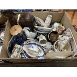 A box of miscellaneous ceramics