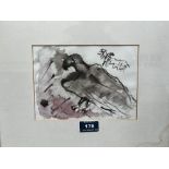 NAN FRANKEL. BRITISH 1921-2000 Study of a bird. Signed. Watercolour 5½' x 7¾'. Prov: The artist's