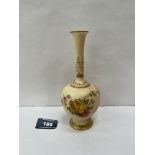 A Royal Worcester blush ivory globular bud vase, painted in enamels with summer flowers and