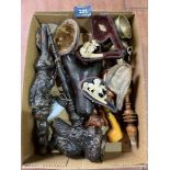 A collection of tobacco pipes, meerschaum and other materials