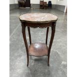 A 19th century, French mahogany brass mounted etagére with marble top (cracked). 29' high