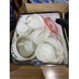 A box of 8 cups and saucers, soup bowl etc.